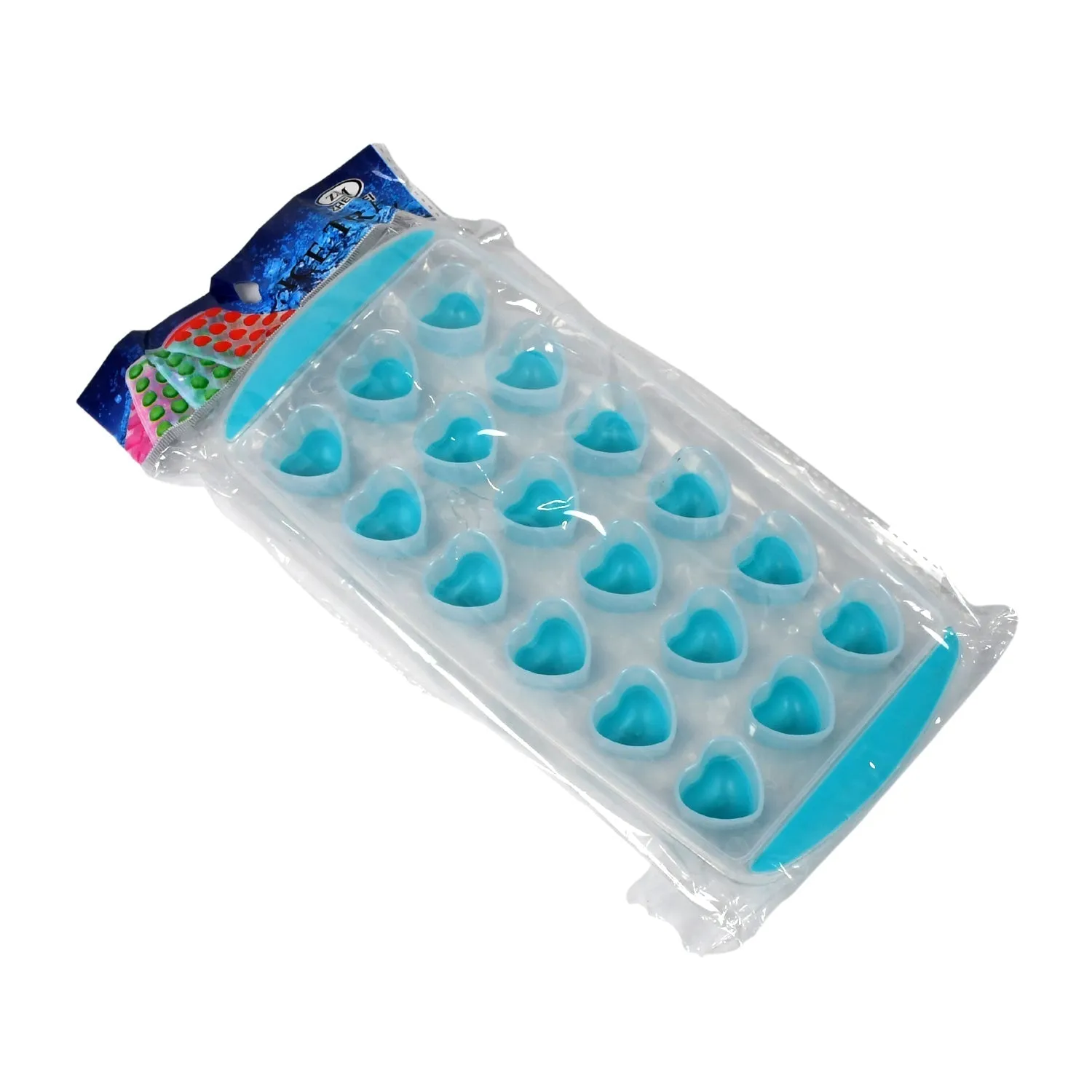 Easy Push Premium POP-UP ice Tray, With Flexible Silicon Bottom and Lid, Heart Shape 18 Cube Trays