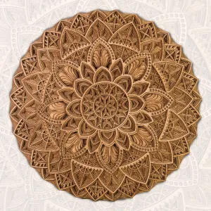 Ekhasa 3D Laser Cut Mandala Wooden Wall Art Decor - Carved Round Wall Hanging, Circular Mandala Art for Living Room, Handcrafted Wood Carving Wall Decor, Perfect Wooden Flower Wall Art for Home Decoration