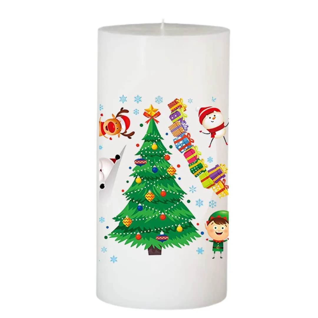 Floryn Decor� Christmas Candles | Christmas Printed Candles | Candles for Decoration | Christmas Pillar Candles (Merry Christmas | Santa Clause | Xmas Tree, Pack of 3(3 by 3 | 3 by 4 | 3 by 6))