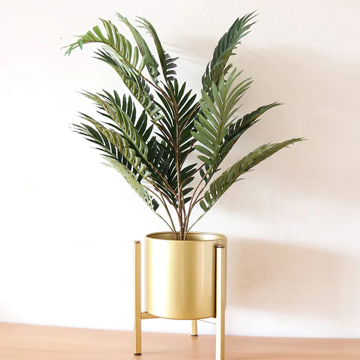 Fourwalls Beautiful Artificial Areca Palm Plant Without Vase (21 Leaves, 75 cm Tall, Green, Set of 2)