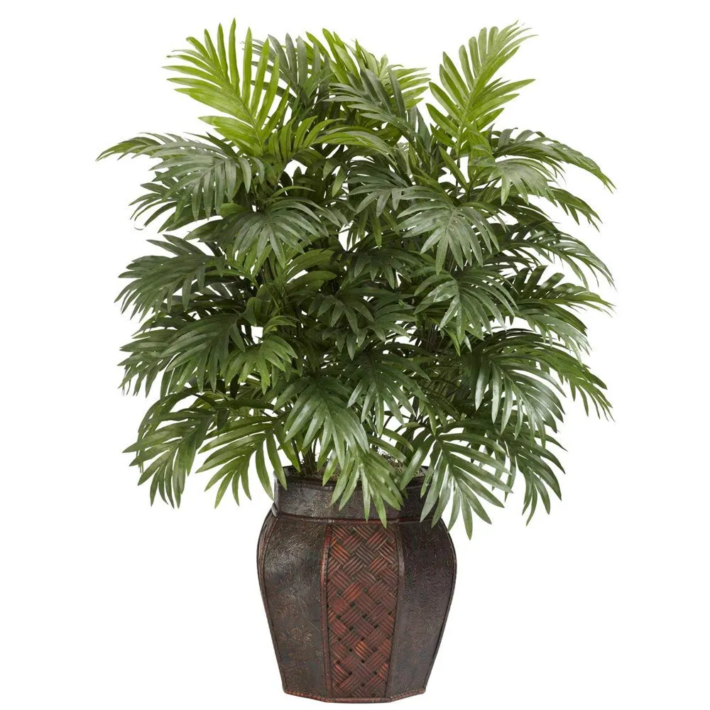 Fourwalls Beautiful Artificial Areca Palm Plant Without Vase (21 Leaves, 75 cm Tall, Green, Set of 2)