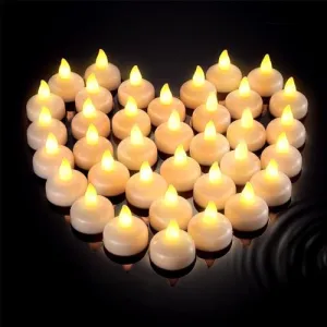 GALENO Flameless Floating Candles Waterproof LED Tea Lights Warm White Battery Flickering Water Activated Floating Candles for Holiday Wedding Party Pool Decorations