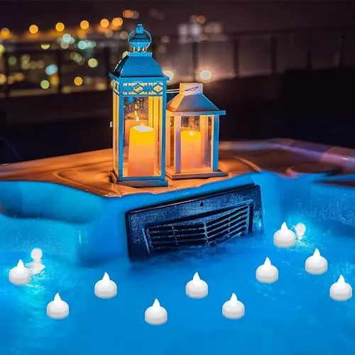 GALENO Flameless Floating Candles Waterproof LED Tea Lights Warm White Battery Flickering Water Activated Floating Candles for Holiday Wedding Party Pool Decorations