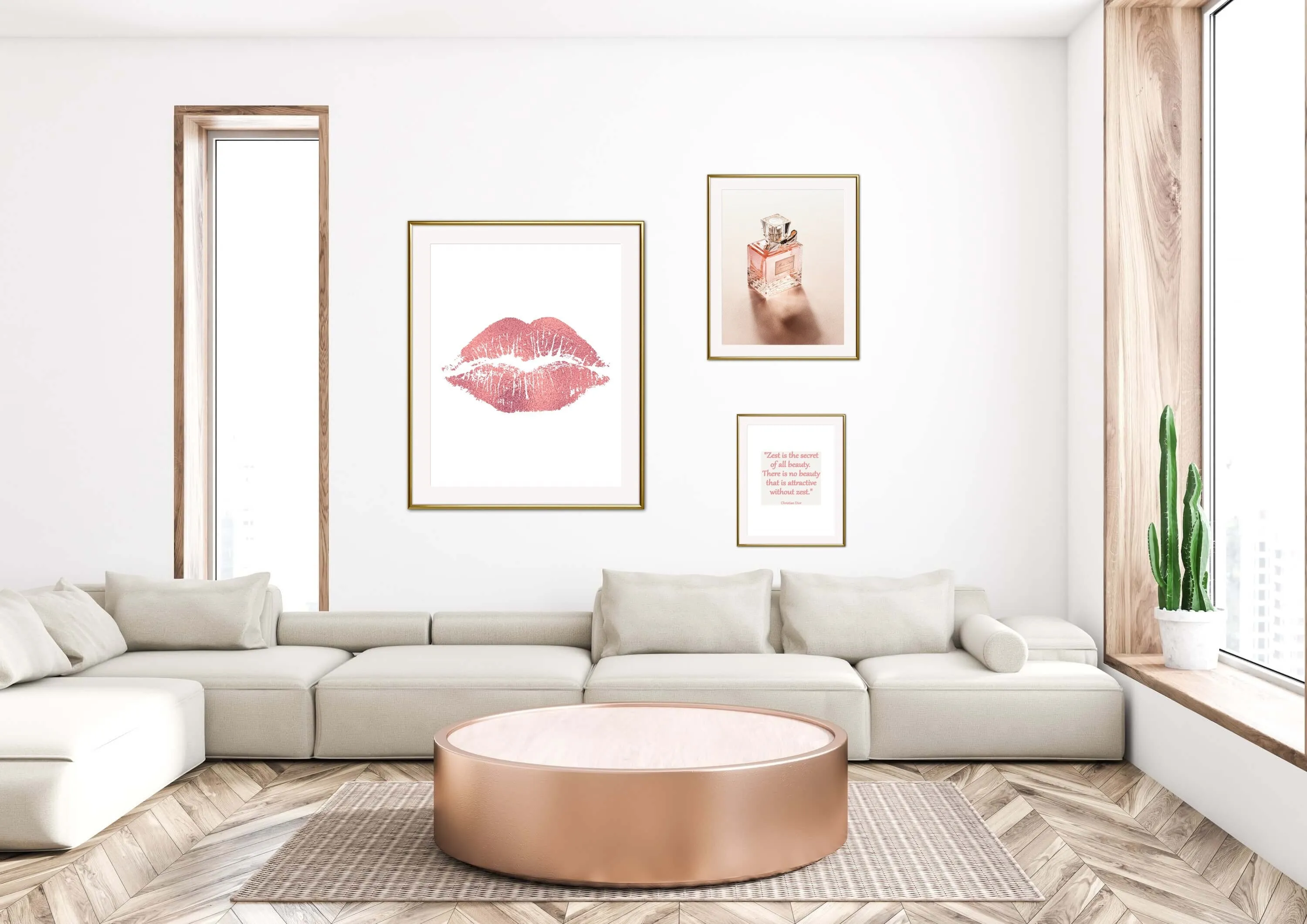 Glam Room Decor Set Of Three PRINTABLE WALL ART, Luxury Fashion Digital Poster, Designer Poster, Pastel Pink Wall Art, Glam Decor, Kiss Print