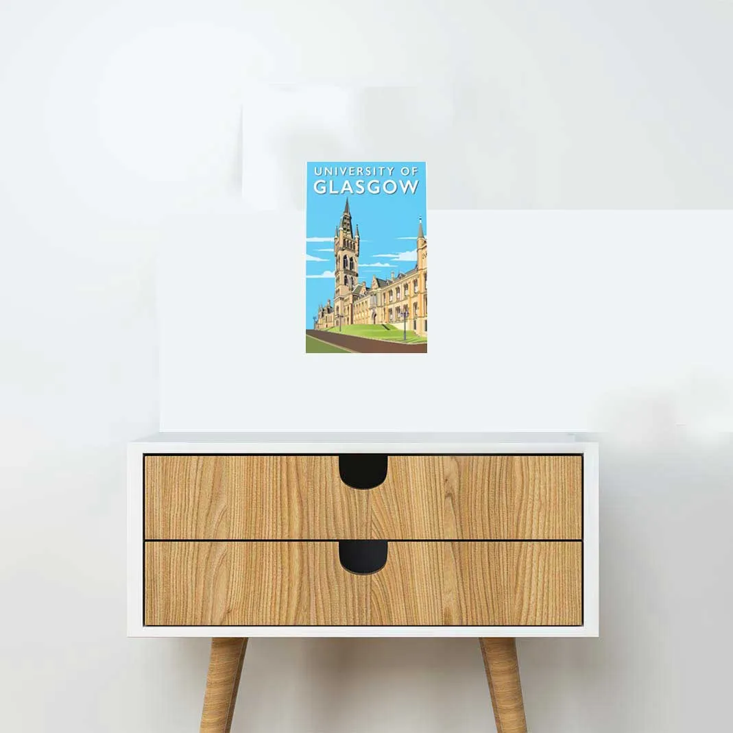 Glasgow University - Stunning Hand-Drawn Vintage Travel Style Wall Art Poster