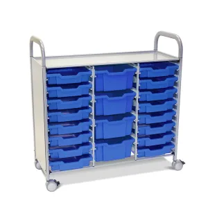 Gratnells Callero Plus Treble Cart - 16 Shallow Trays and 4 Deep Trays