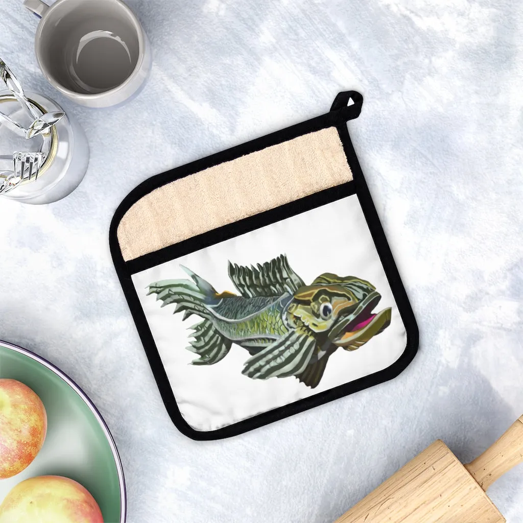 Green Fish Pot Holder with Pocket