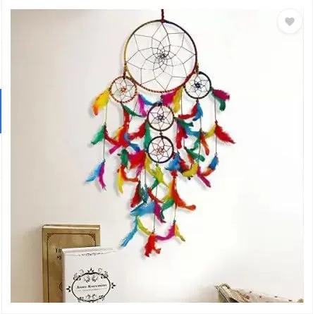 Handmade Dream Cache Feather Wall Hanging Art for Bedrooms Office Balcony Garden