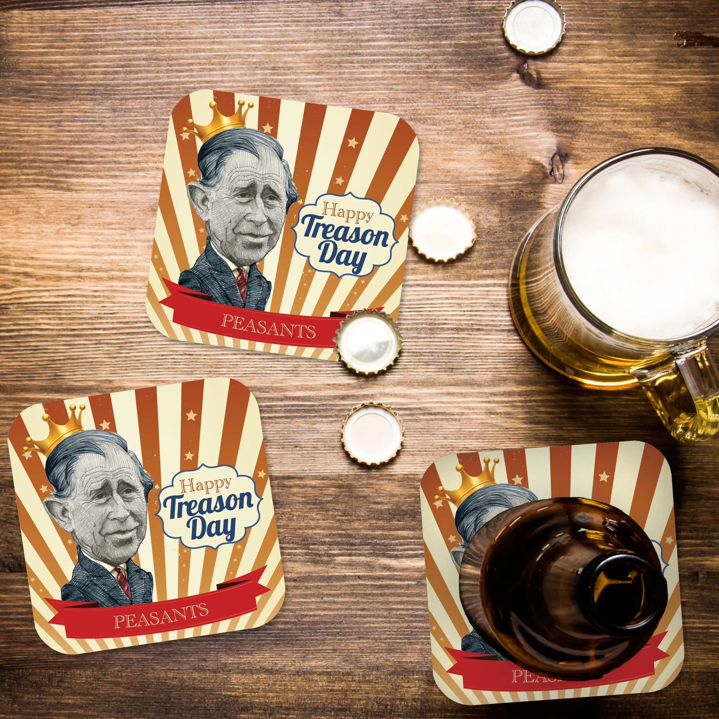 Happy Treason Day Peasants, 4th of July Coaster Set