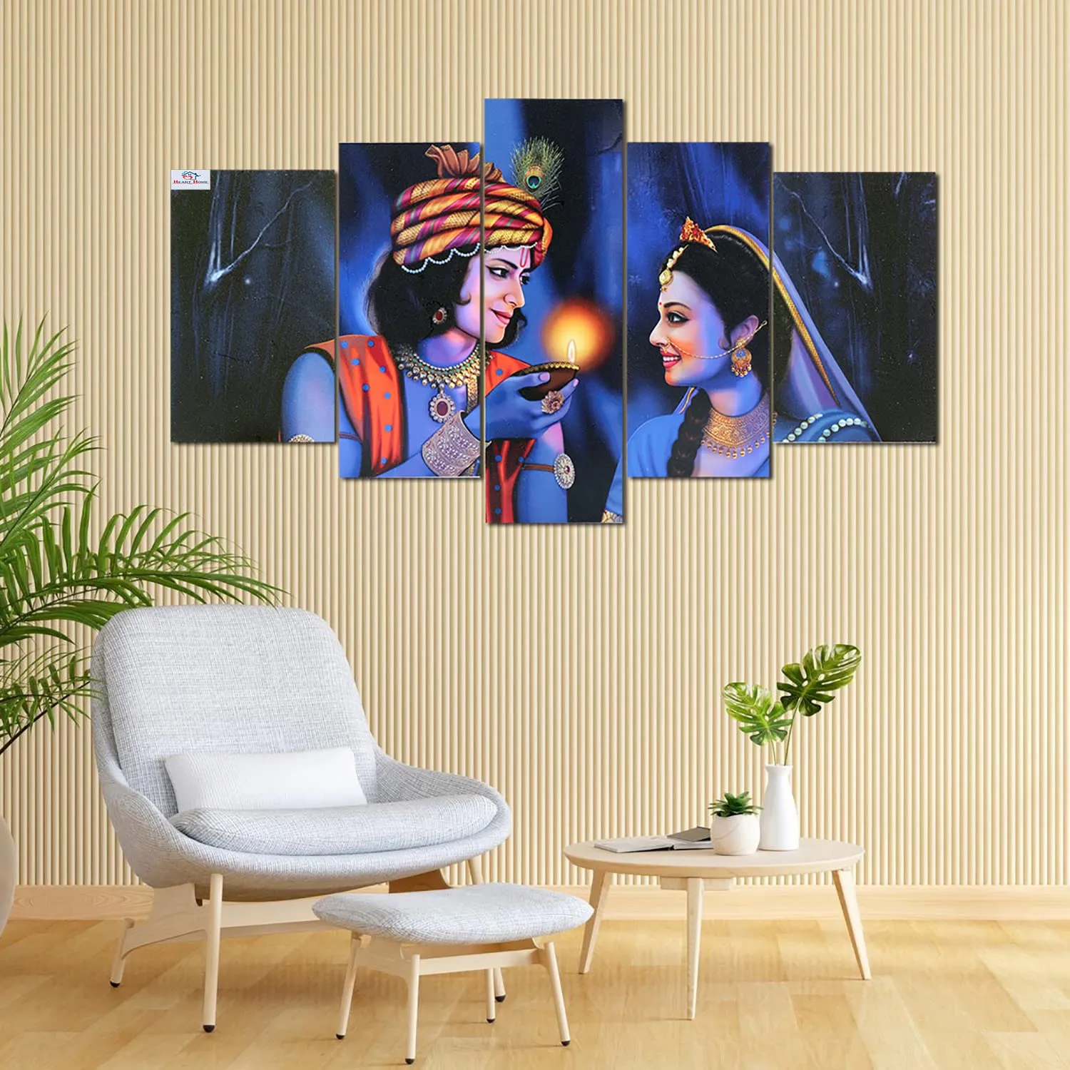 Heart Home Wall Paintings | MDF Wooden Wall Art for Living Room |Wall Sculpture | Radha-Krishna Painting for Bedroom | Office | Hotels | Gift | 1730KIK1 |10 Piece Set| Blue