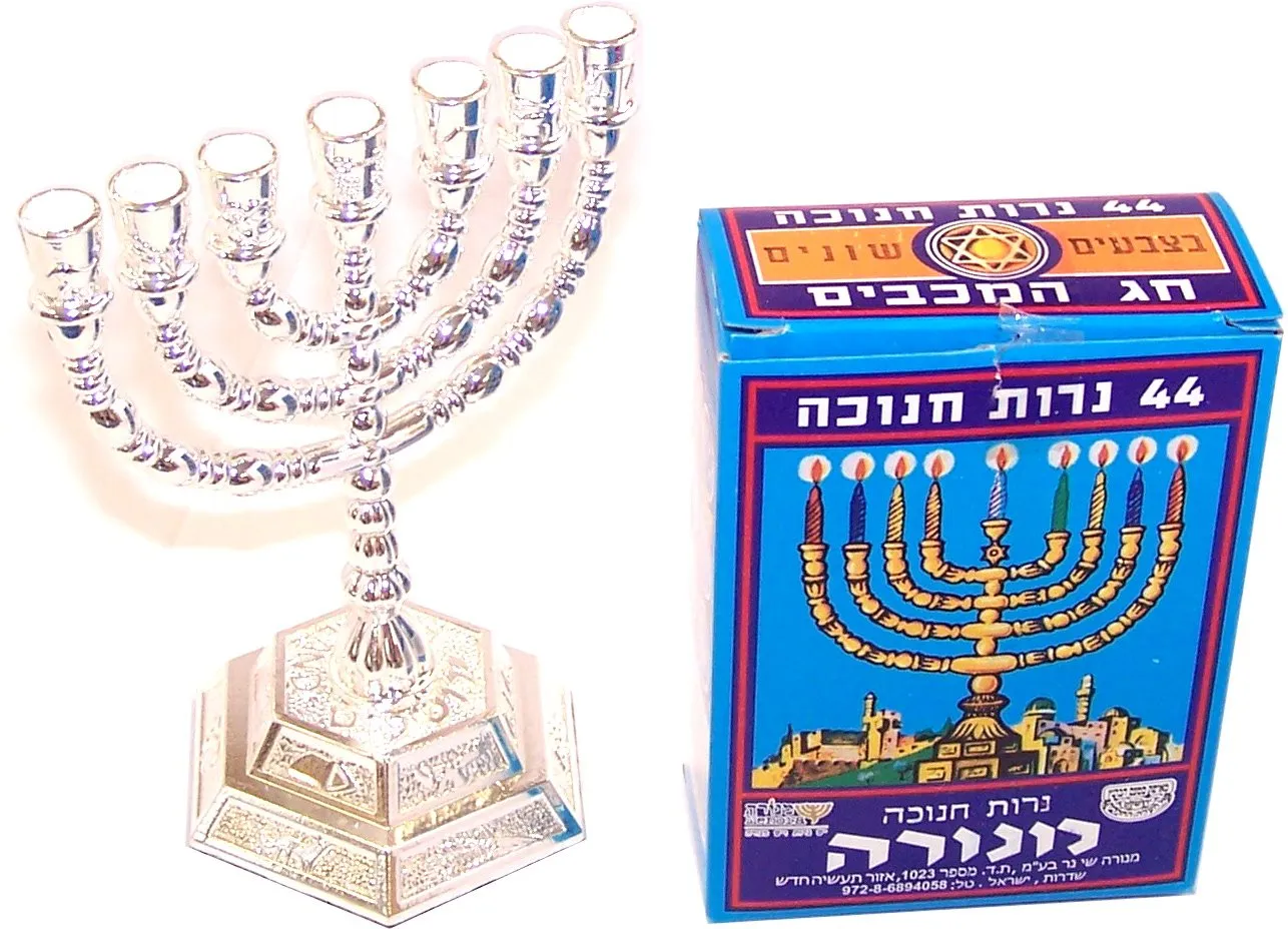 Holy Land Market Jewish Candle Sticks Menorah - 7 Branches - 12 Tribes of Israel Menorah