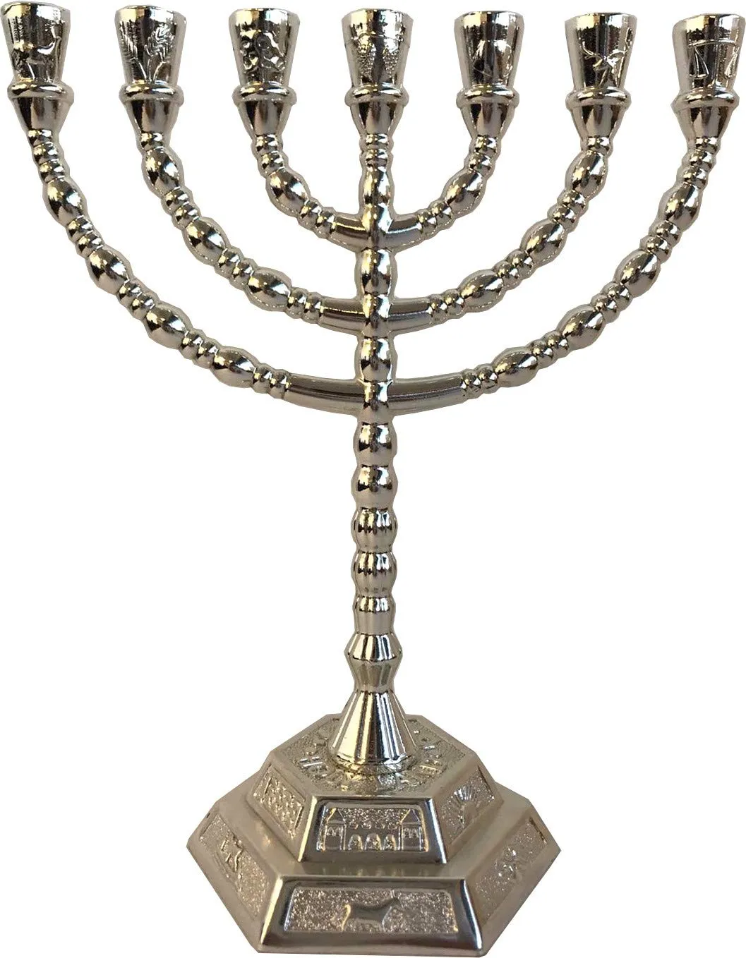 Holy Land Market Jewish Candle Sticks Menorah - 7 Branches - 12 Tribes of Israel Menorah