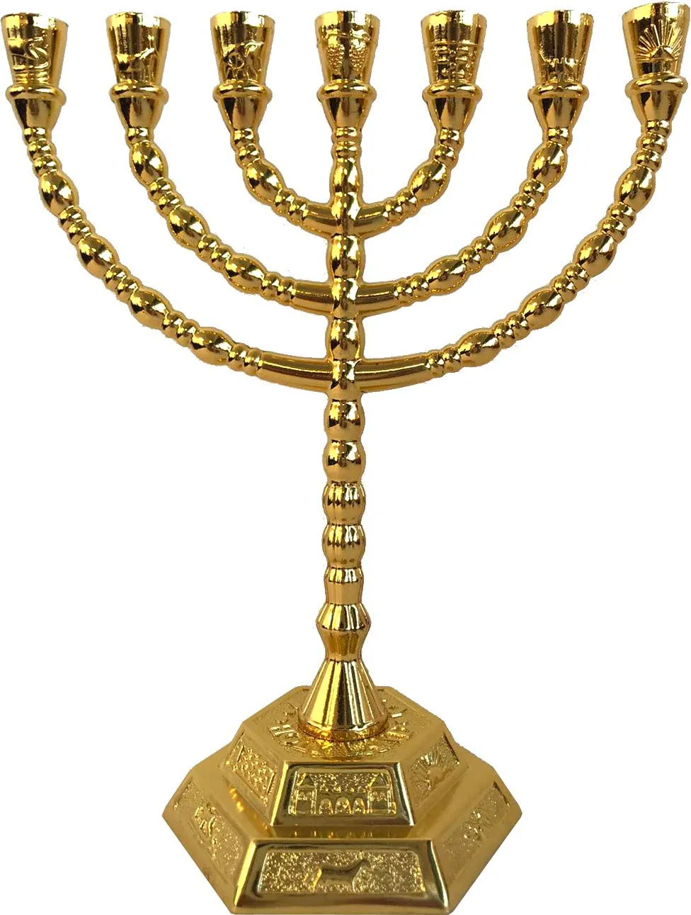 Holy Land Market Jewish Candle Sticks Menorah - 7 Branches - 12 Tribes of Israel Menorah