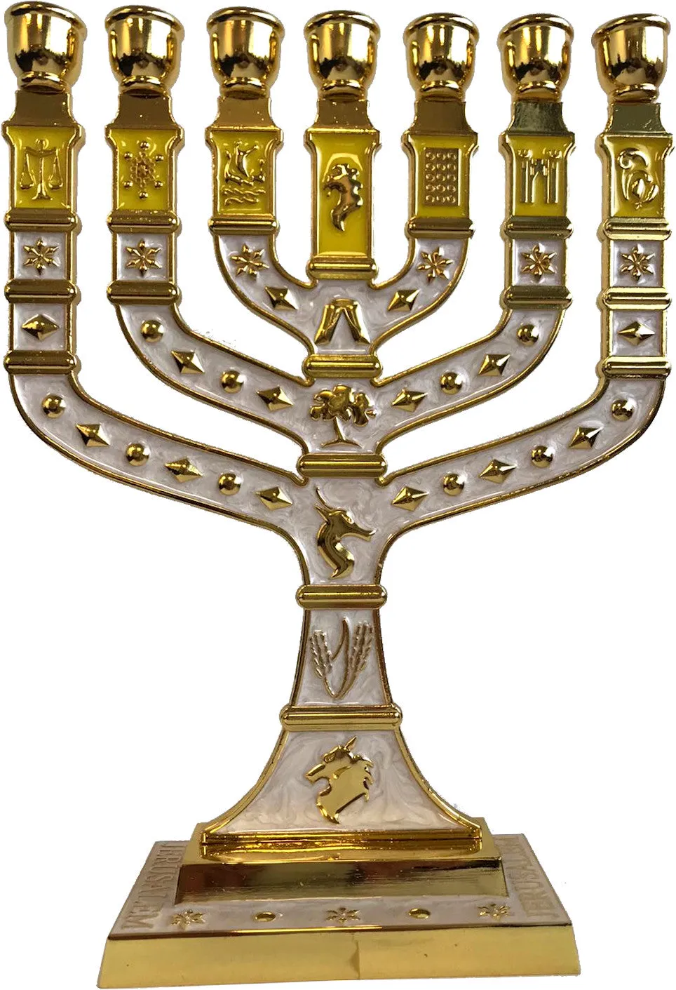 Holy Land Market Jewish Candle Sticks Menorah - 7 Branches - 12 Tribes of Israel Menorah