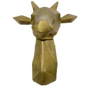 Jirafa Geometrico Bust, Giraffe, Aluminum, Antique Gold, Wall, Modern, Accessory, Décor, Home, Office, Glam, Bedroom, Decorations, Cute, Wild, Animal, 9” x 8.5” x 13