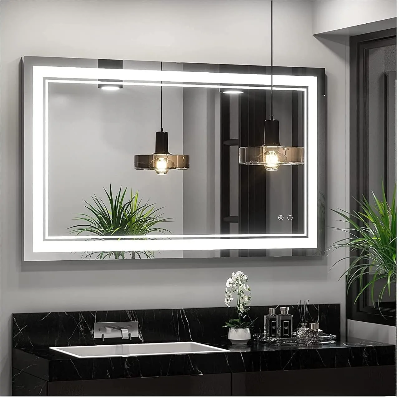 KALYAN TRADERS Rectangular Shape 3D, led Mirror with Touch Sensor, Wall Mounting mirror for Bathroom & Makeup Room with 3 lighting changable option (Warm, White, Natural White)-Stylish Mirror. (W1)