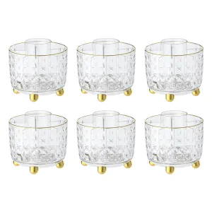 Kuber Industries Pack of 6 Multipurpose Storage Holder | Decorative Crystal Finish Stylish Look | Makeup Brush Holder | Desk Storage Container | YM.6698T | Transparent Gold