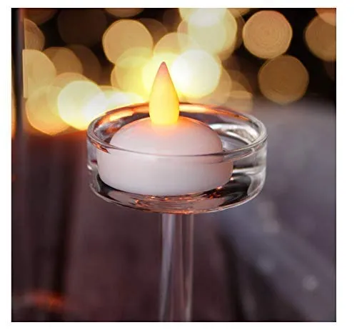 LAZYMARTS Flameless Waterproof Candle Lamp Float On Water Led Plastic Floating Tea Lights | Electric Candle Lights for Decoration | Diwali Lights,Warm White (Pack of 24)