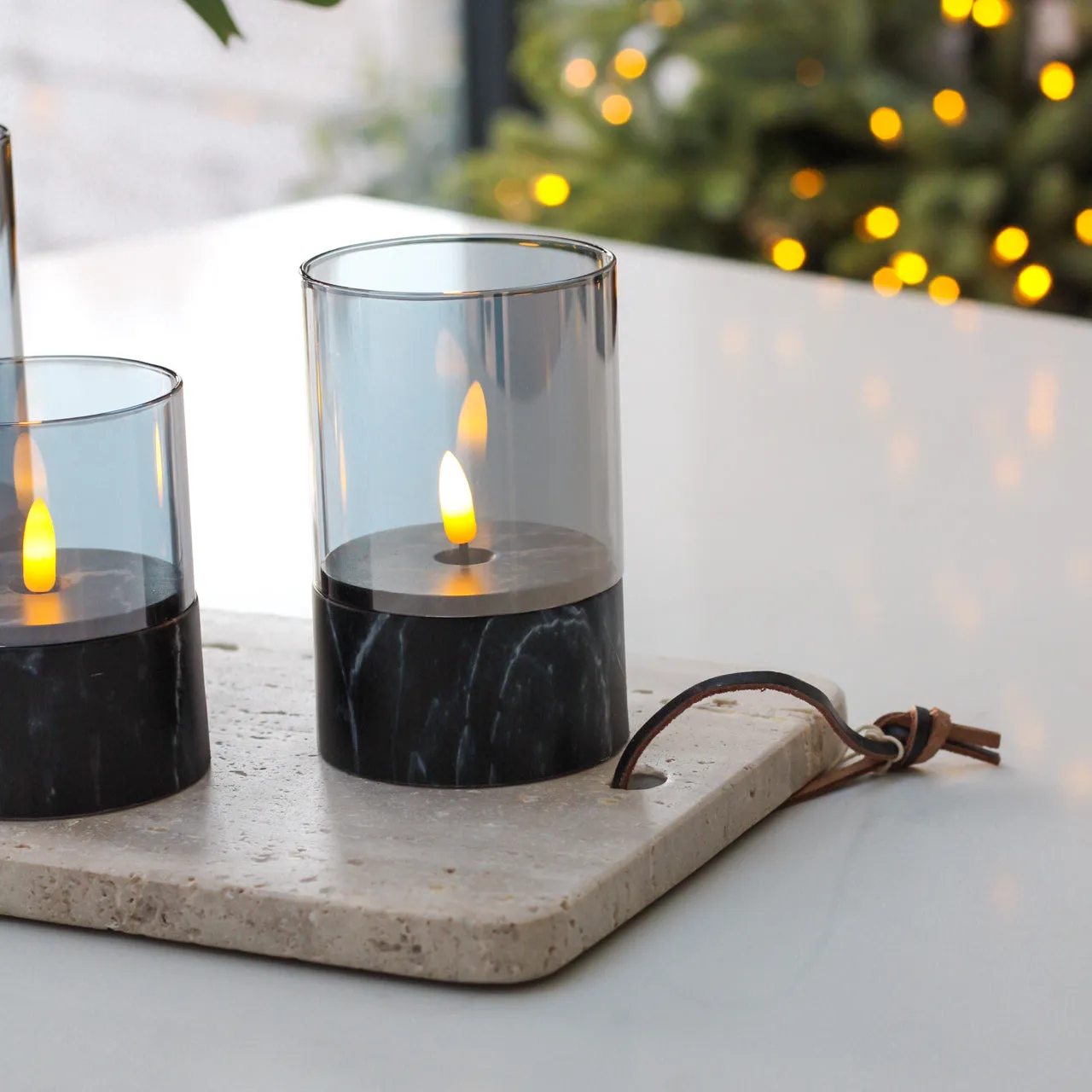 Marble Effect LED Candles | Set of 3