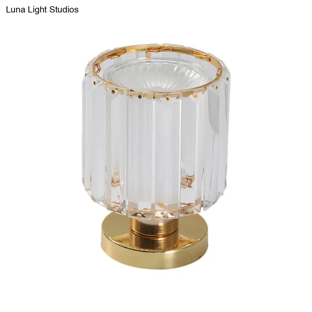 Mary - Modern Gold Finish Nightstand Lamp with Crystal Prisms Shade