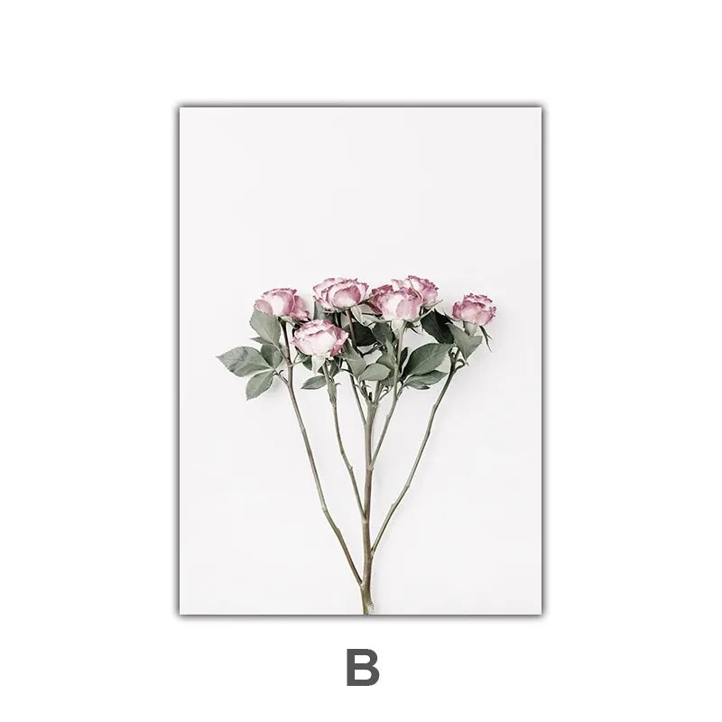 Minimalist Pink Floral Botanical Wall Art Fine Art Canvas Prints Posters Elegant Pictures For Nordic Living Room Dining Room Bedroom Art Decor