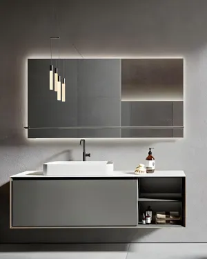 MIRA Luxury an�vadya - Floating Shelf Mirror with Back LED Light and Motion Sensor