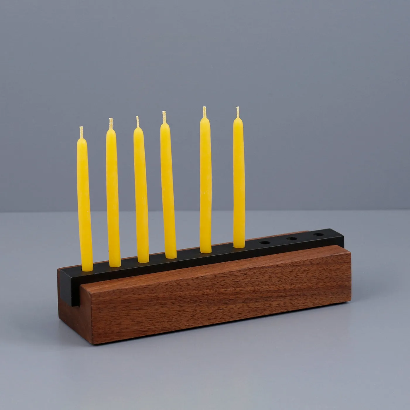 Modern Menorah / Walnut & Steel