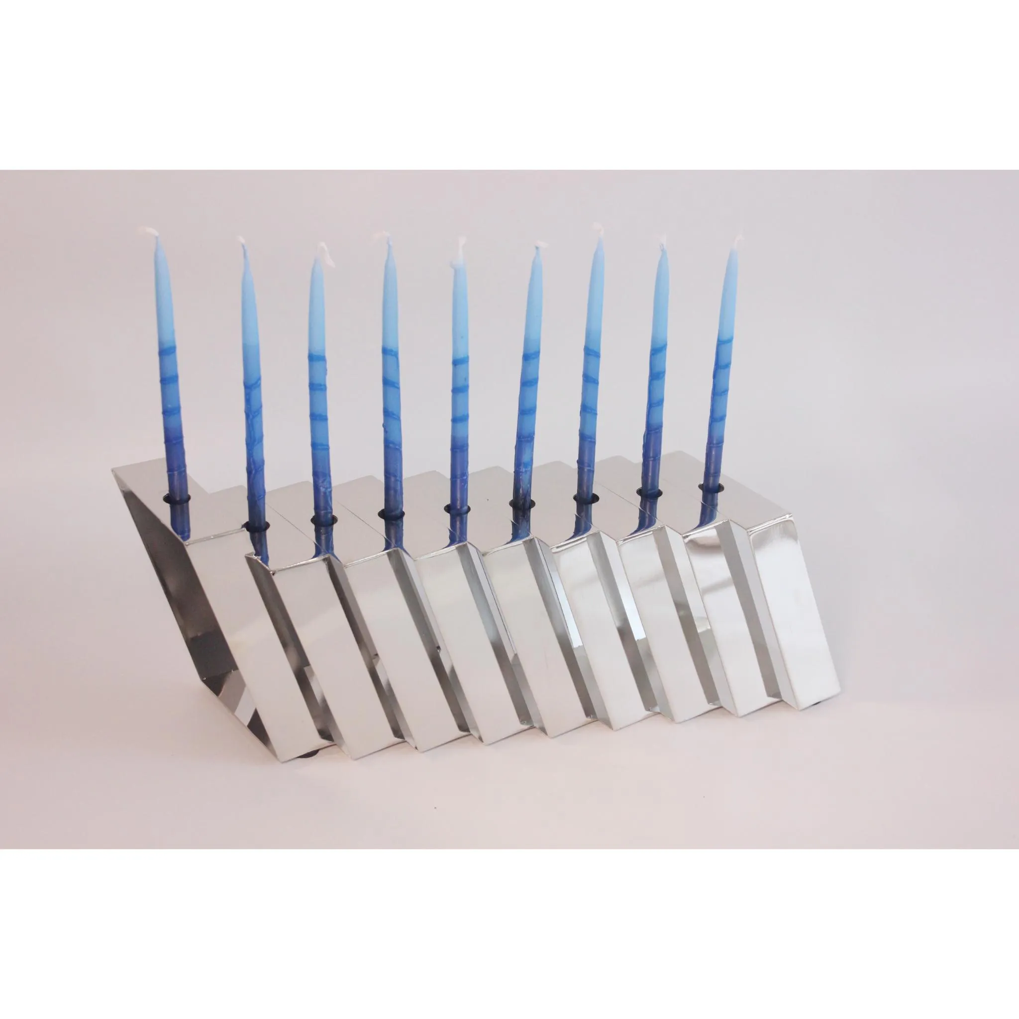 Modern Silver Coated Chanukiah by Mickala Design