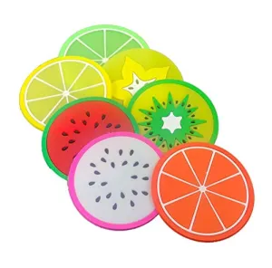 Mopslik - 6 Pcs Fruit Theme Random Design Anti Slip Silicone Fruit Coaster ( Silicone , Multicolor)