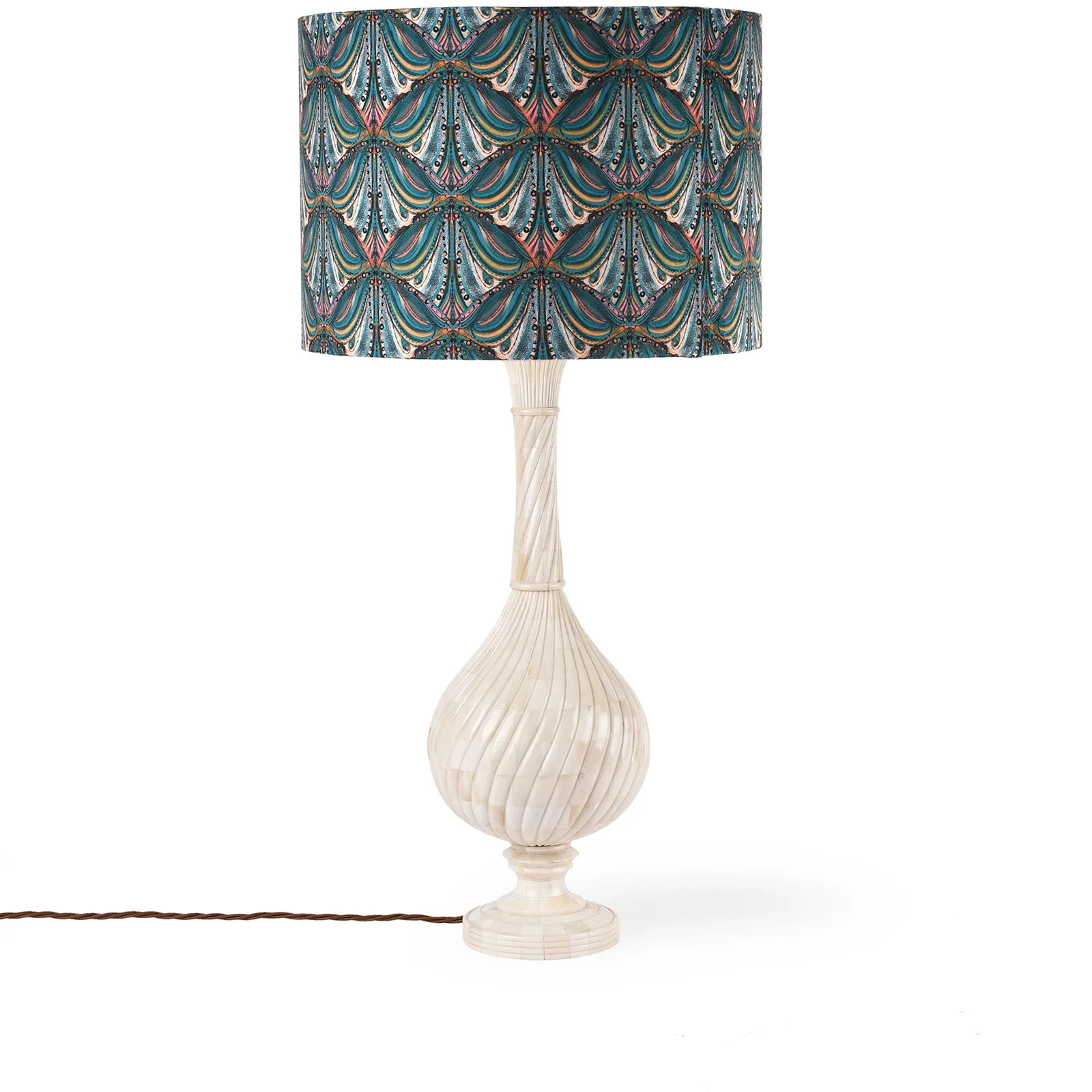 Mughal Swirl Bone Inlay Table Lamp