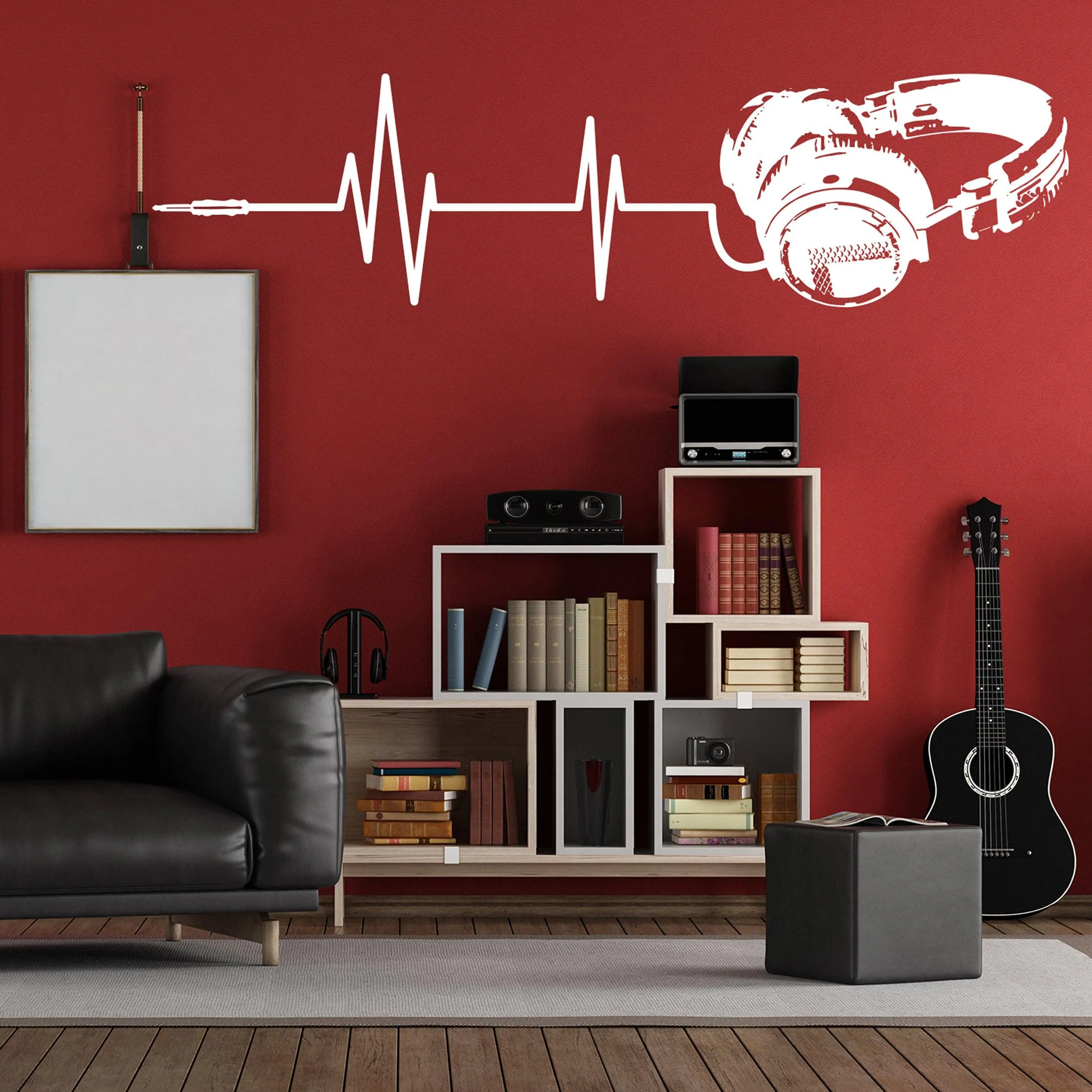 Music Wall Decal Decor - Vinyl Dj Headphone Sticker For Teen Boy