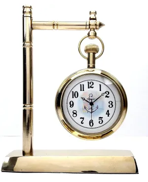 MZ Enterprises Handmade Vintage Brass Desk Clock Table Clock Antique Nautical Clock Brass Antique Table Clock for Home and Office Decoration.