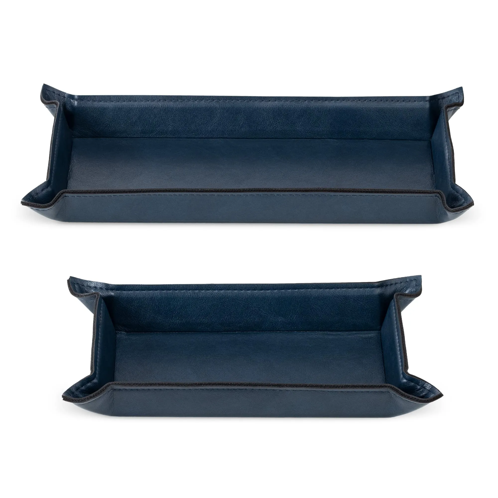 Navaris Faux Leather Tray Set 2 Organizer Trays Navy Blue