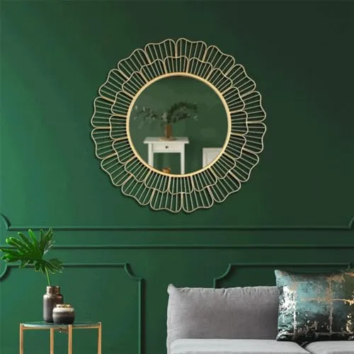 NEW ERA DESIGNS Traditional Handmade Metal Walll Mirror for Home Décor, Perfect for Bed Room/Living Room/Hotel/Restaurant (Gold) (Size: 24 Inch)