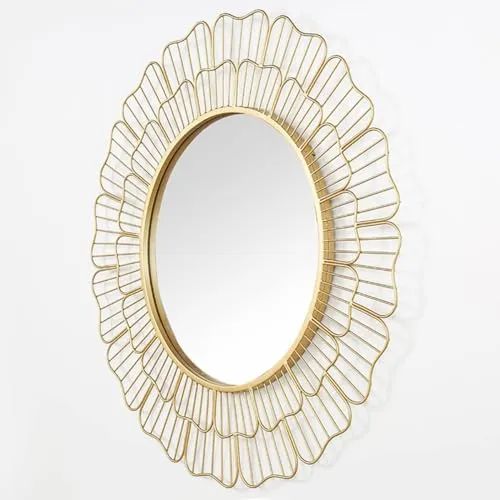 NEW ERA DESIGNS Traditional Handmade Metal Walll Mirror for Home Décor, Perfect for Bed Room/Living Room/Hotel/Restaurant (Gold) (Size: 24 Inch)