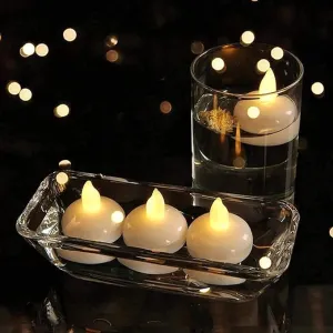 OCEAN PLASTWARES Water Floating Flameless/Smokeless Candle Tea Light/Diya, Battery Operated Decorative Candles for Home Decore/Diwali- (Pack of 24)