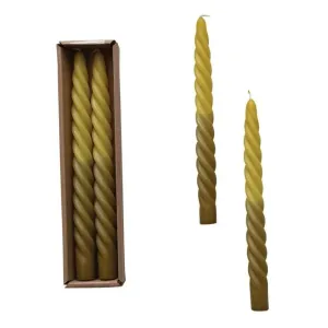 Ombre 10" Twisted Taper Candles Set of 2: Green