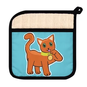 Orange Kitty Pot Holder with Pocket