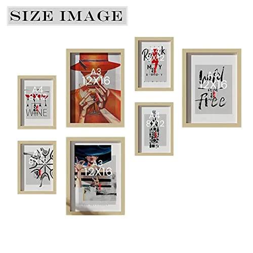 Painting Mantra Wall Décor Bar Theme Set of 7 Framed Art Prints Paintings for Home Gallery, Bedroom, Living Room & Office (Size - 3-12 x 16 & 4-8 x 12 Inches)