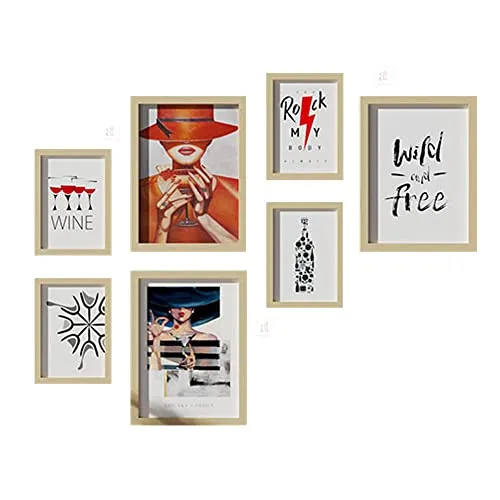 Painting Mantra Wall Décor Bar Theme Set of 7 Framed Art Prints Paintings for Home Gallery, Bedroom, Living Room & Office (Size - 3-12 x 16 & 4-8 x 12 Inches)