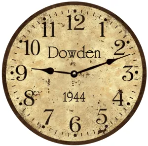 Personalized Rustic Family Name Clock- Family Wall Clock