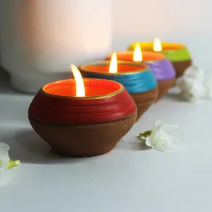 Pot Dabar Candle Holder- Set Of 4 with 4 Free HD Soywax Candles