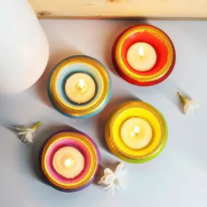 Pot Plato Candle Holder- Set Of 4 with4  Free HD Soywax Candles