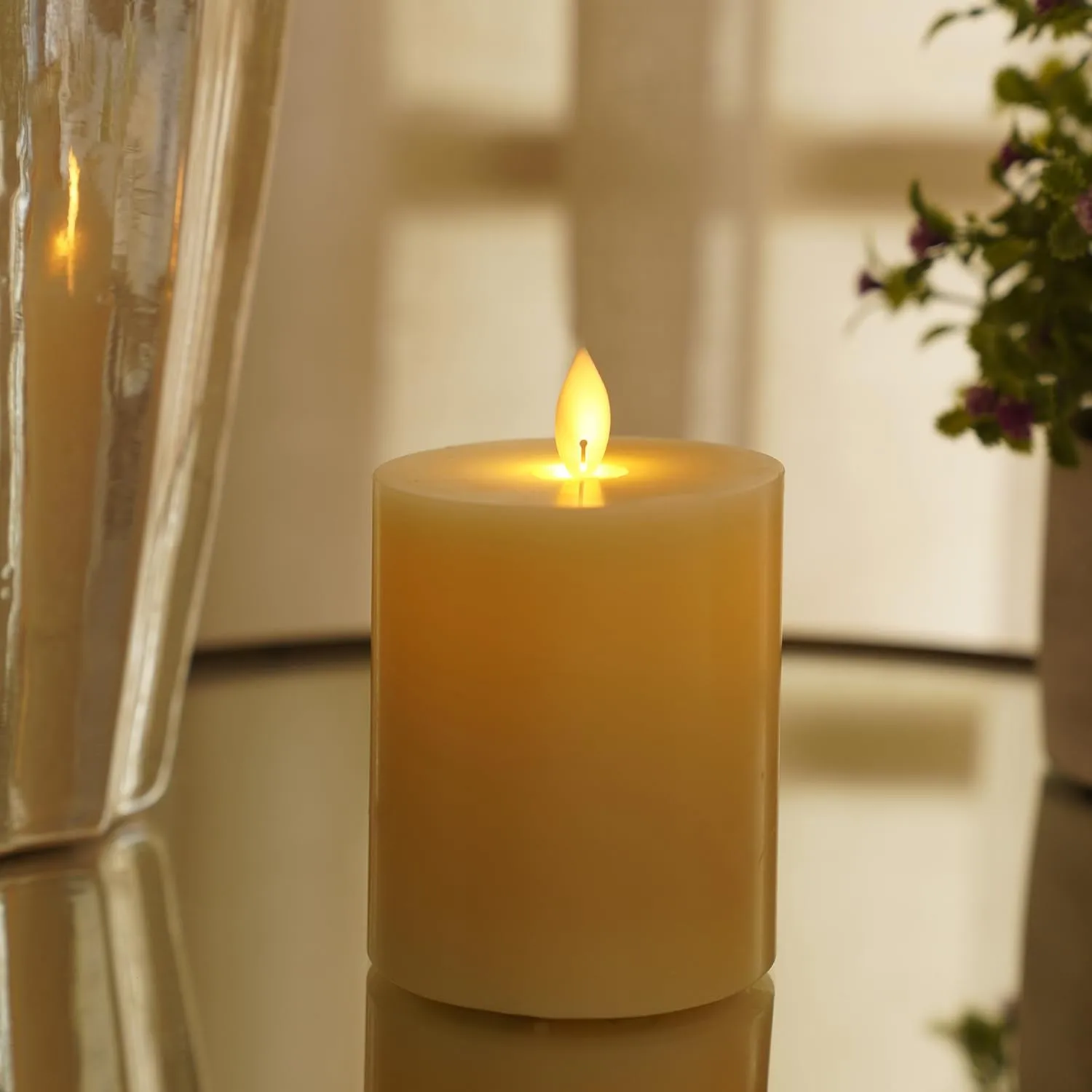 Pure Home   Living Beige LED Flickering Flame Smooth Candle