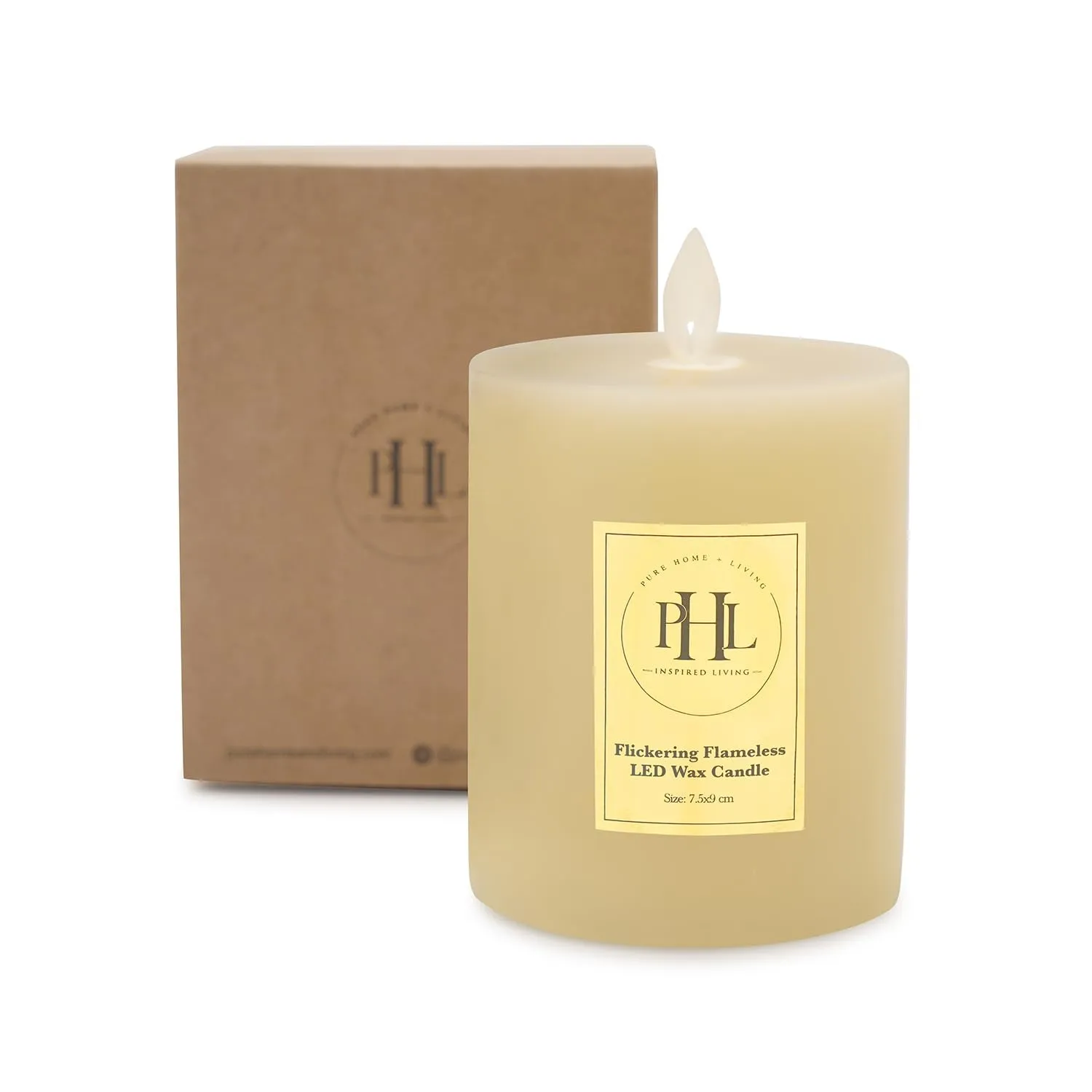 Pure Home   Living Beige LED Flickering Flame Smooth Candle