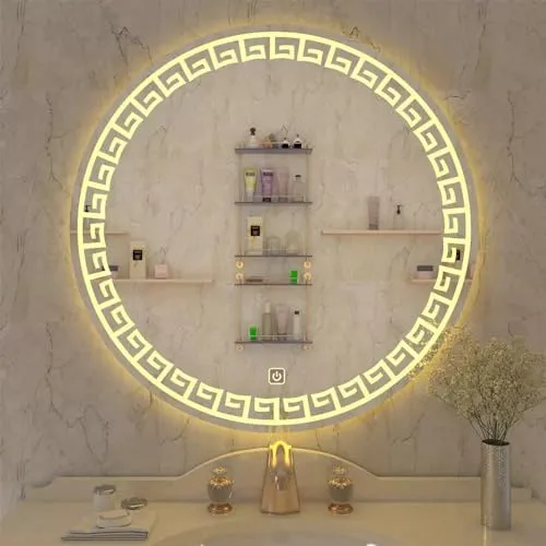 Quality Glass Bathroom LED Mirror with Touch Sensor, 3 Light Effects, Glass, Round LED-60 (36 x 36 Inch)