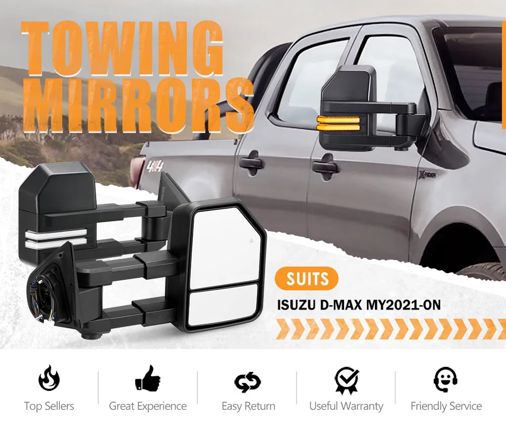 San Hima Extendable Towing Mirrors for Isuzu MU-X MY2021-Current