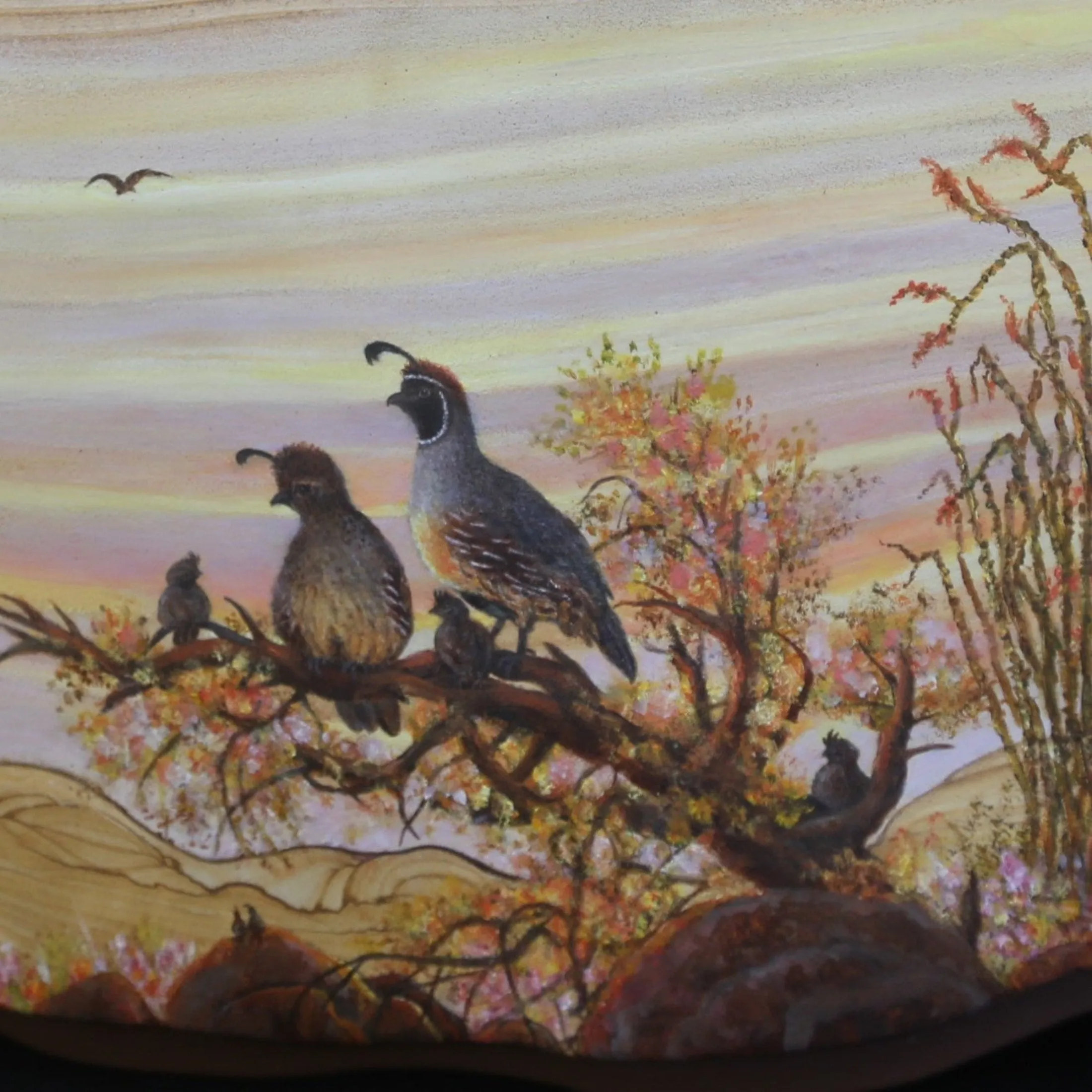 Sandstone Art Landscape With Quail Wall Art