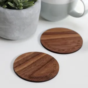 Set Of 2 Personalised Wooden Coordinate Coasters