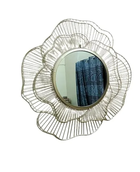 Siabak Creativo Metal Modern Design & Handmade Mirror Waterproof Durable Wall Mirror for Home Office & Bathroom (Floral)